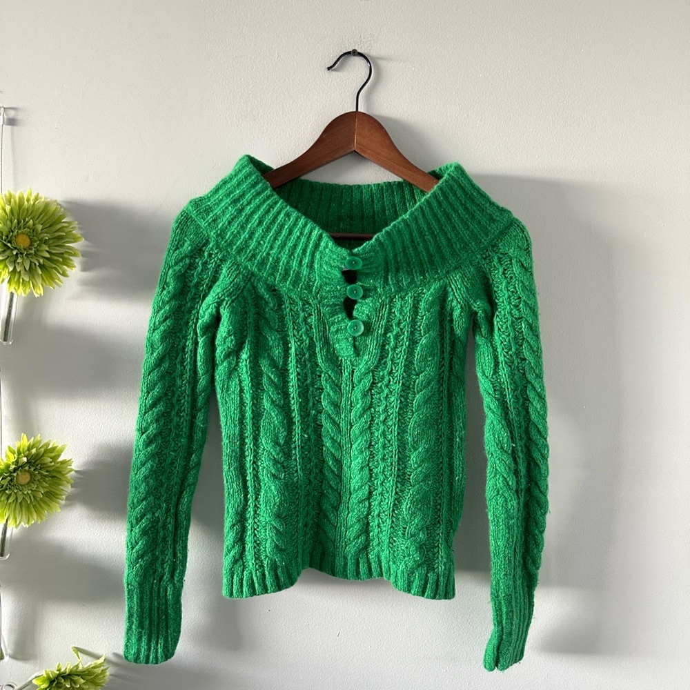 💚American Eagle | Green Cable Knit Sweater